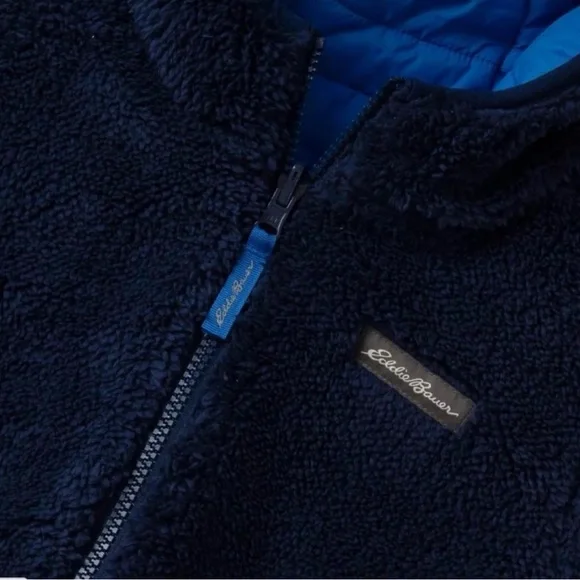 Eddie Bauer Boys' Deer Harbor Reversible Hooded Jacket, blue, size medium